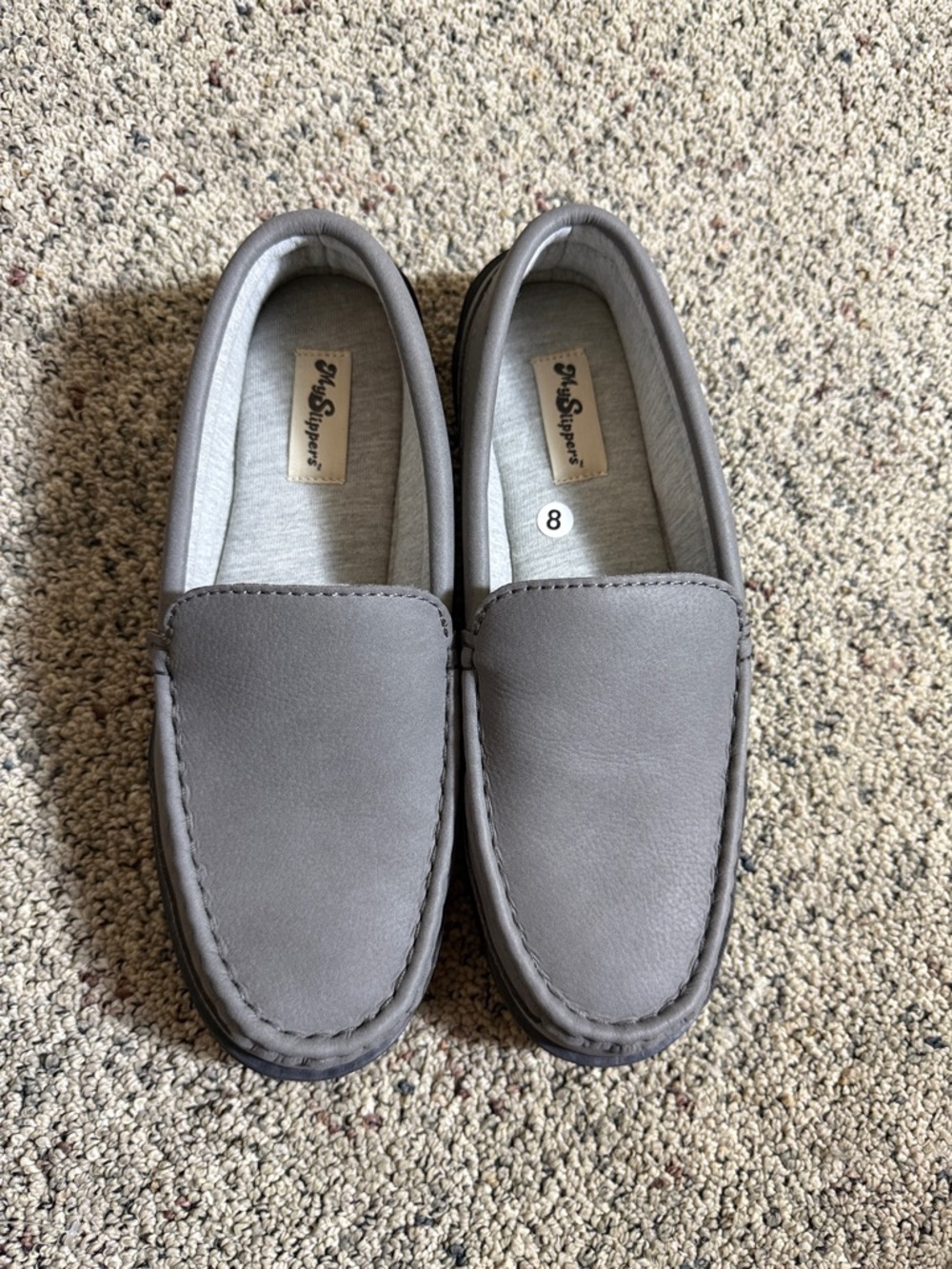 My Slippers Men’s Slate Grey Leather Slip-On Driving Loafers Sz 8
